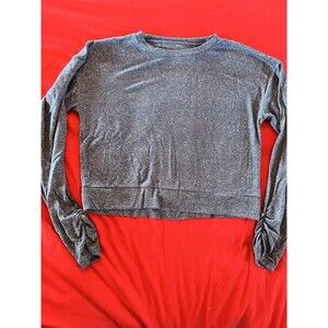 Zella Ruched Sleeve Pullover Charcoal Blue Size Girls Large (10/12) Cropped
